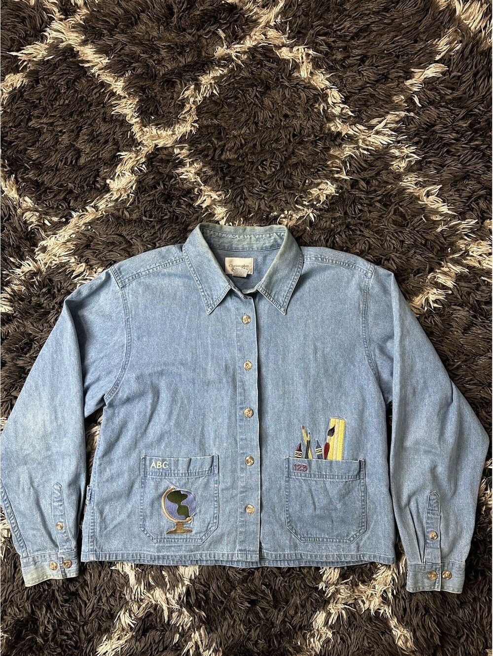 Vintage 90s Christopher & Banks Denim Teacher Shirt Womens Large